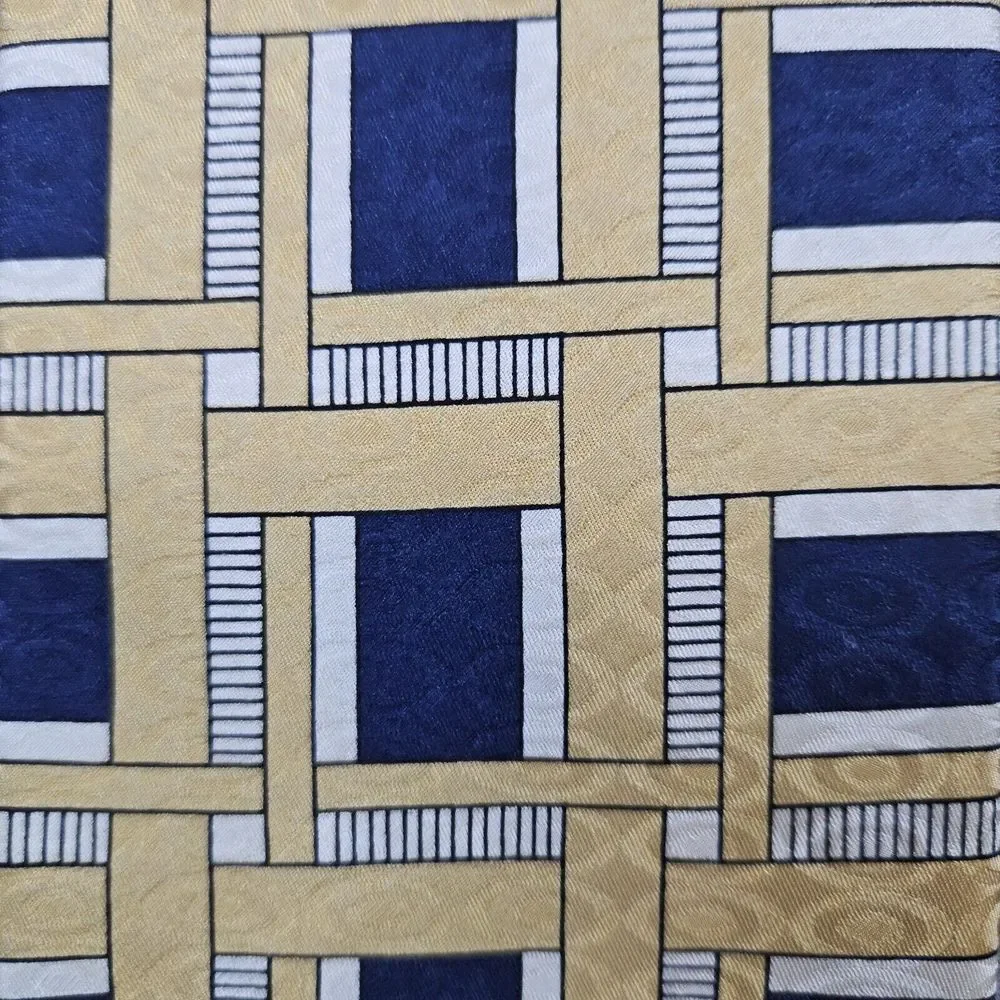 Robert Talbott Studio Tom Wade Silk Neck Tie Blue & Gold Geometric 57x3.5 Inches